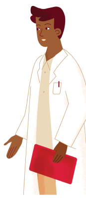Animated doctor wearing a lab coat